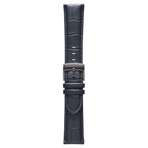 Genuine Italian Leather 22mm Dress Watch Strap - Dark Grey -