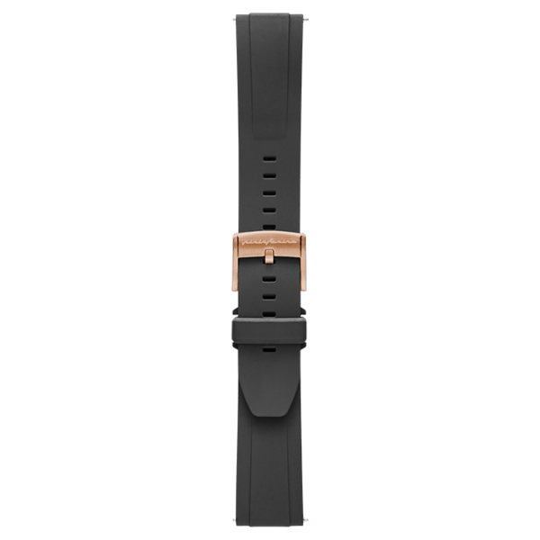 Pininfarina FKM Rubber 22mm Watch Strap - Black - Rose Gold Buckle -