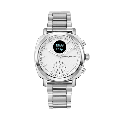 Pininfarina SENSO – Silver case, white dial and brown strap – Steel metal band