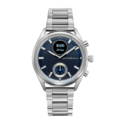 Pininfarina SINTESI – Silver case, dark blue dial and dark blue strap – Steel metal