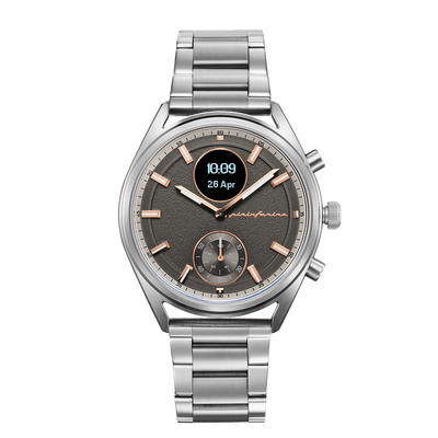 Pininfarina SINTESI – Silver case, grey dial and black strap – Steel metal band