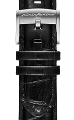 Genuine Italian Leather 22mm Dress Watch Strap – Black - Rose Gold Buckle -