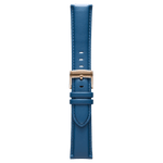 Pininfarina Genuine Italian Leather 22mm Watch Strap – Blue - Rose Gold Buckle -