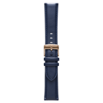 Pininfarina Genuine Italian Leather 22mm Watch Strap – Dark Blue - Rose Gold Buckle -