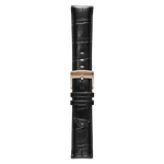 Pininfarina Genuine Italian Leather 22mm Dress Watch Strap – Black - Rose Gold Buckle -