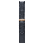 Pininfarina Genuine Italian Leather 22mm Dress Watch Strap – Dark Grey - Rose Gold Buckle -