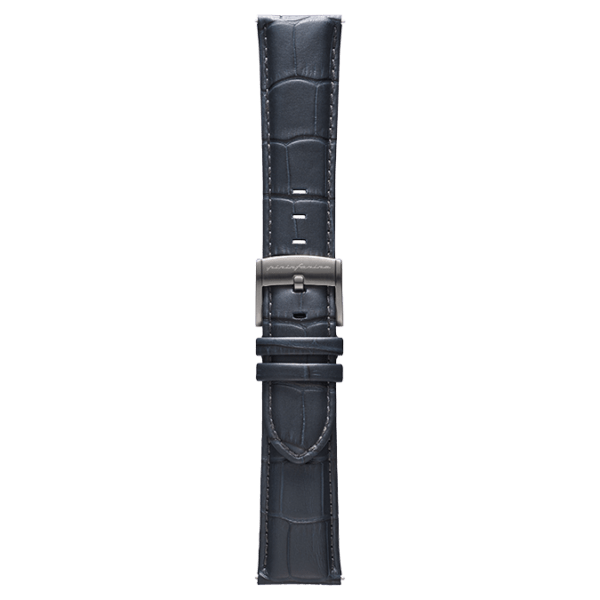 Genuine Italian Leather 22mm Dress Watch Strap - Dark Grey -