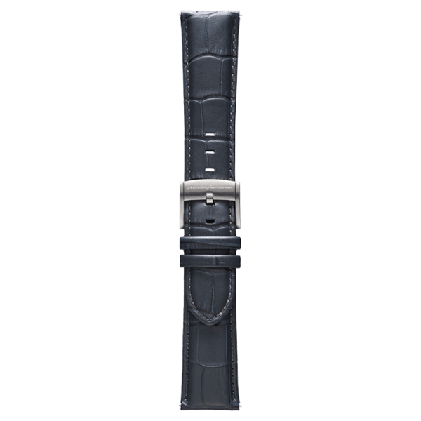 Genuine Italian Leather 22mm Dress Watch Strap - Dark Grey -